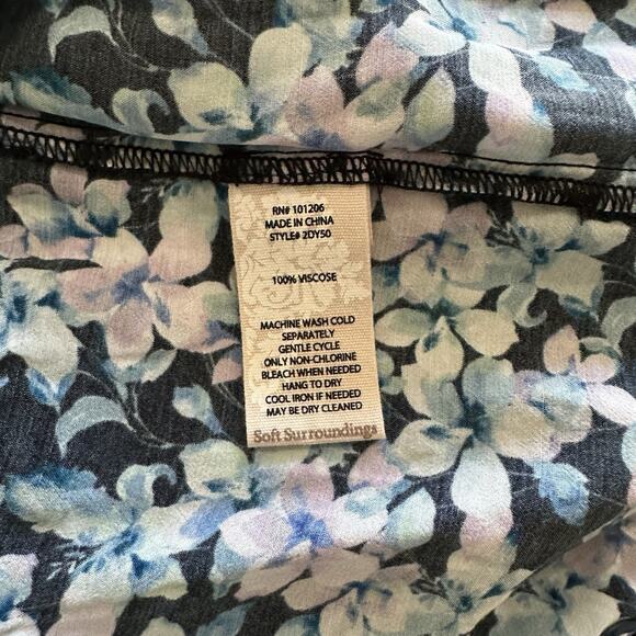 Women's Soft Surroundings Dress Midnight Bloom Floral Crinkle Gauze Size XL - Picture 7 of 9